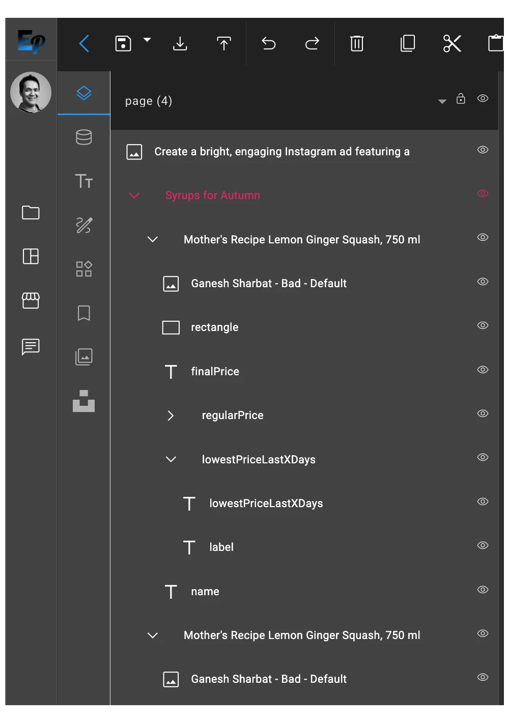 Advanced layer management panel