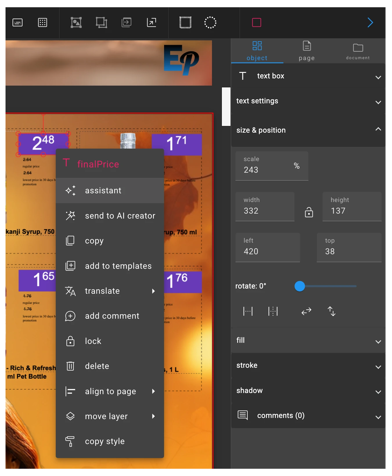 Object editing tools and effects